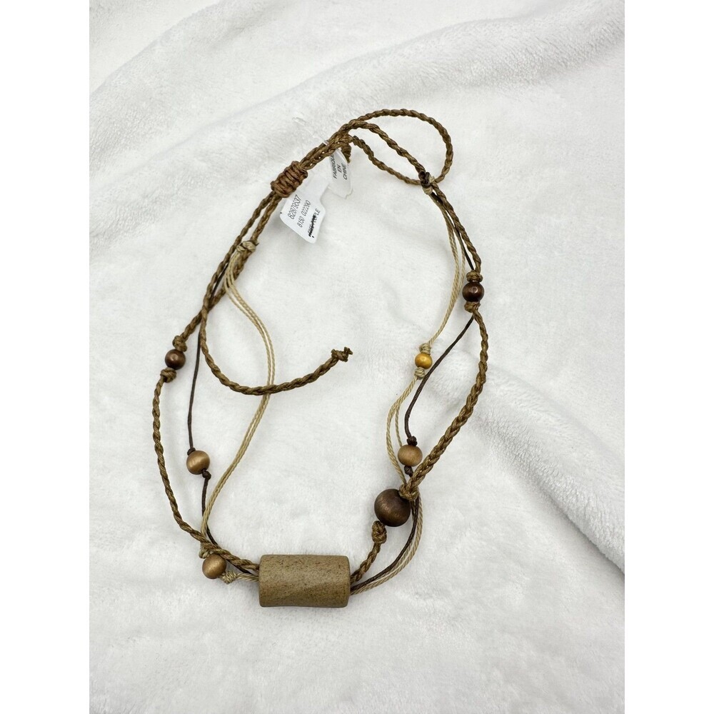 NEW Free People Olsen Ceramic Layering Necklace Bohemian Wood Natural Beach Sea